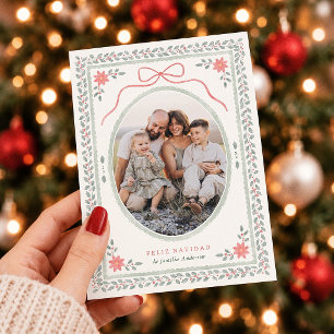 Cartes Pour Fêtes Annuelles Cottagecore Noël Nœud Photo de Noël Feliz Navidad
