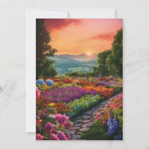 Cartes Pour Fêtes Annuelles Couché de soleil impressionniste de montagne