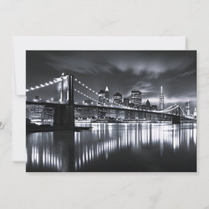 Cartes Pour Fêtes Annuelles Coucher de New York Pont de Brooklyn Monochrome Nu