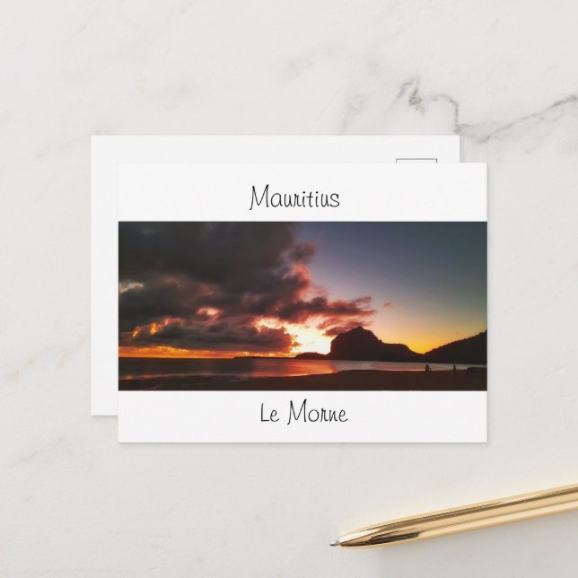 Cartes Pour Fêtes Annuelles Coucher de soleil au Morne Maurice (Devant/Arrière en situation)