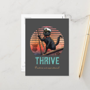 Cartes Pour Fêtes Annuelles Coucher de soleil de chat noir : un voyage pour le