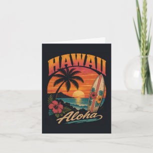 Cartes Pour Fêtes Annuelles Coucher de soleil hawaïen vintage Palmiers Planche