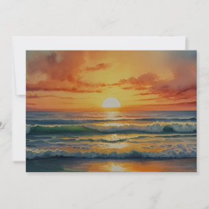 Cartes Pour Fêtes Annuelles Coucher de soleil Lever de soleil Océan Plage Art 