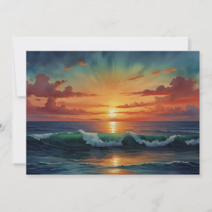 Cartes Pour Fêtes Annuelles Coucher de soleil Lever de soleil Vagues de l'océa