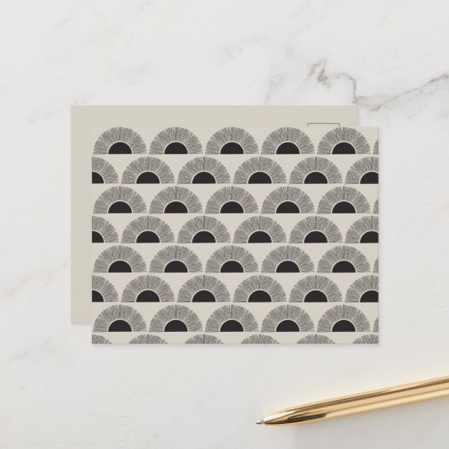 Cartes Pour Fêtes Annuelles Coucher de soleil noir et beige moderne Motif d'ar (Devant/Arrière en situation)