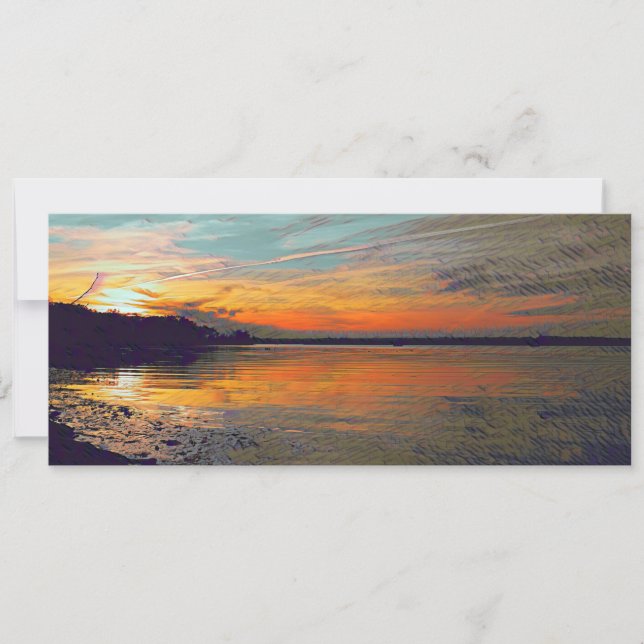 Cartes Pour Fêtes Annuelles Coucher de soleil peint (Devant)