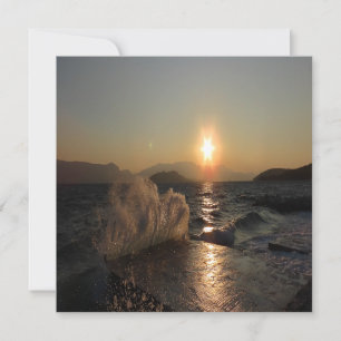 Cartes Pour Fêtes Annuelles Coucher de soleil sur la jetée en Croatie – Vagues