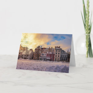 Cartes Pour Fêtes Annuelles Coucher de soleil sur la rue à Riga