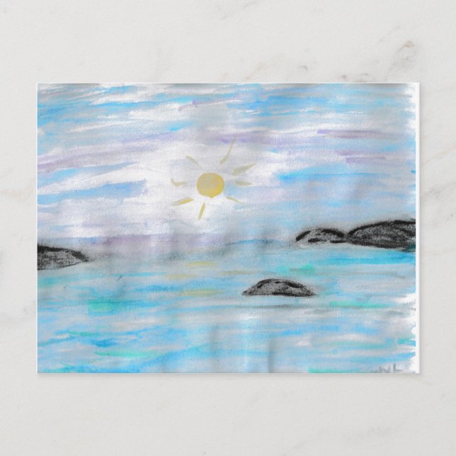 Cartes Pour Fêtes Annuelles Coucher de soleil sur l'eau (Devant)