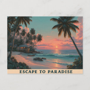 Cartes Pour Fêtes Annuelles Coucher de soleil vibrant et pictural sur une plag