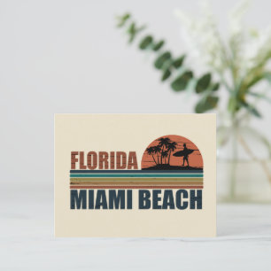 Cartes Pour Fêtes Annuelles Coucher de soleil vintage Miami Beach Floride