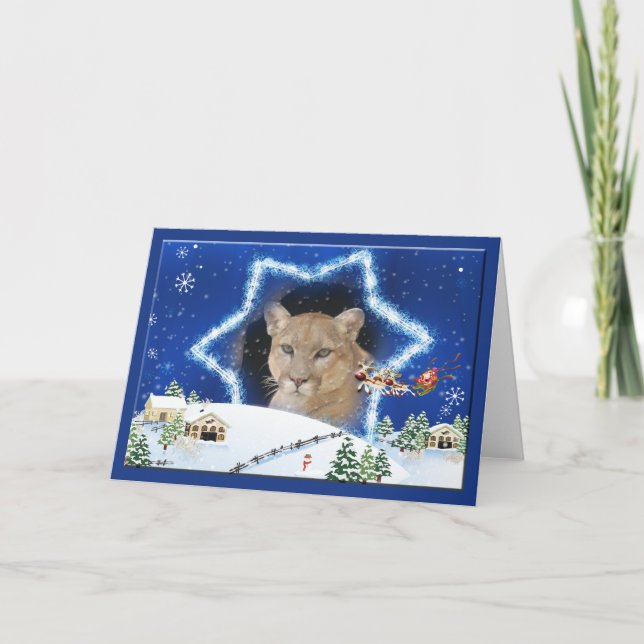 Cartes Pour Fêtes Annuelles Cougar Christmas Greeting Card (Devant)