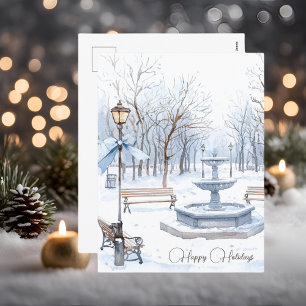 Cartes Pour Fêtes Annuelles Couleur Bleue Couleur Hiver Scène Joyeuses Fêtes