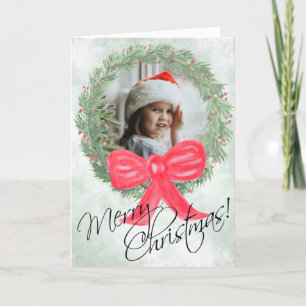 Cartes Pour Fêtes Annuelles Couleur d'eau Cadre photo de la couronne de Noël