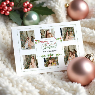 Cartes Pour Fêtes Annuelles Couleur d'eau douce Holly Joyeux Noël Multi Photo