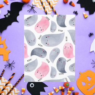 Cartes Pour Fêtes Annuelles Couleur d'eau mignonne Fantômes avec Boo! Hallowee