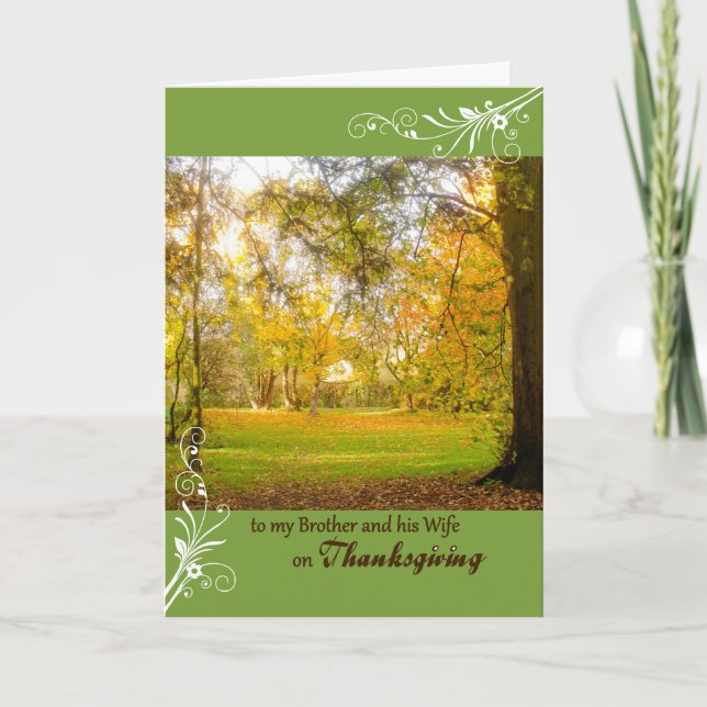 Cartes Pour Fêtes Annuelles Couleurs d'automne de Thanksgiving pour Frère et F (Devant)