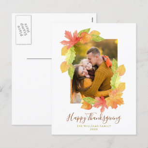 Cartes Pour Fêtes Annuelles Couleurs d'automne Thanksgiving Photo de la famill