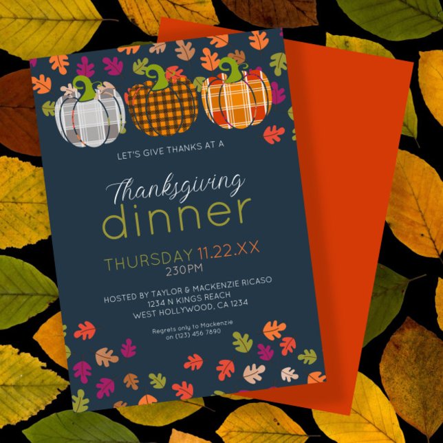 Cartes Pour Fêtes Annuelles Couleurs de automne Thanksgiving Dîner fêtes (Fall Colors Thanksgiving Dinner Party Holiday Card by Ricaso. Stunning autumnal colors and pumpkins)