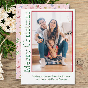 Cartes Pour Fêtes Annuelles Couleurs de Noël minimes Photo de famille