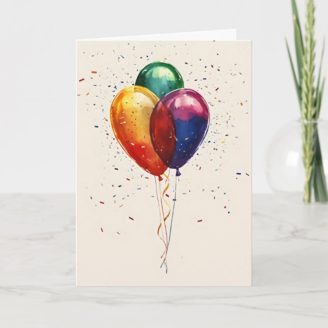 Cartes Pour Fêtes Annuelles Couleurs des ballons Confetti (Devant)