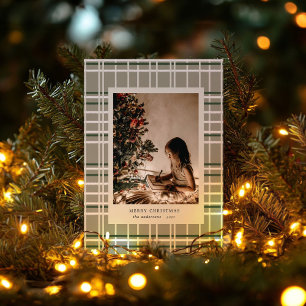 Cartes Pour Fêtes Annuelles Couleurs neutres Plaid Minimaliste Photo Holiday C