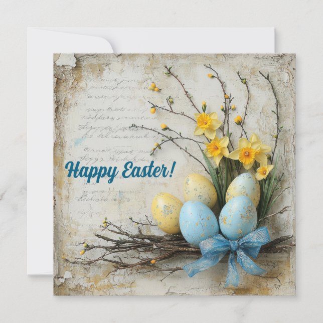 Cartes Pour Fêtes Annuelles Couleurs pastel OEufs de Pâques fleurs de printemp (Devant)