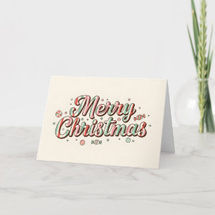 Cartes Pour Fêtes Annuelles Couleurs Rétro de Bonbons pour un Joyeux Noël des