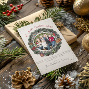 Cartes Pour Fêtes Annuelles Country Christmas Wreath Family Photo