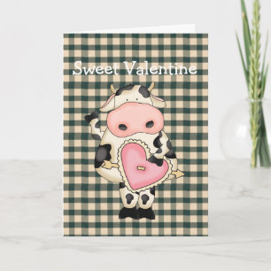 Cartes Pour Fêtes Annuelles Country Fun Cow Valentine's Day Card