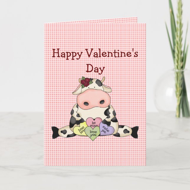 Cartes Pour Fêtes Annuelles Country Fun Cow Valentine's Day Greeting Card (Devant)