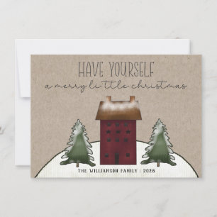 Cartes Pour Fêtes Annuelles Country Rustic Saltbox House Grey Card