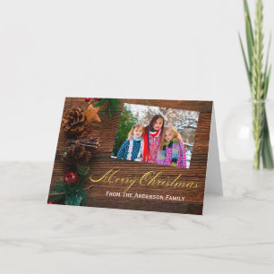 Cartes Pour Fêtes Annuelles Country Rustic Wood Joyeux Noël Photo
