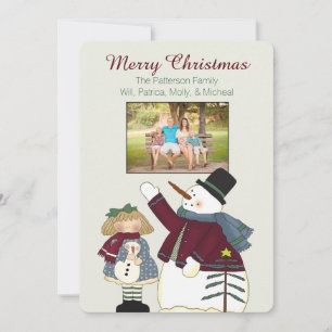 Cartes Pour Fêtes Annuelles Country Snowman Christmas Photo Card
