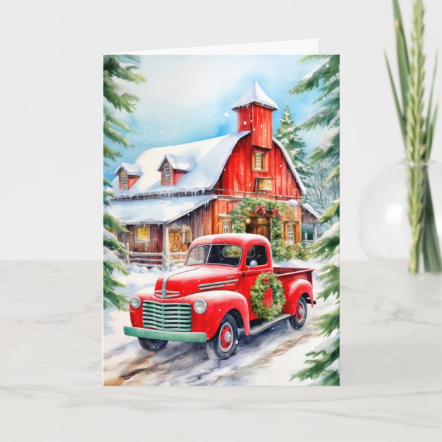 Cartes Pour Fêtes Annuelles Country Winter Farmhouse Joyeux Noël (Devant)
