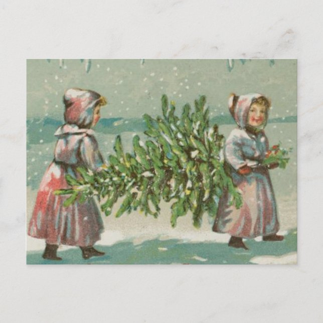 Cartes Pour Fêtes Annuelles Coupe d'arbre de Noël (Devant)