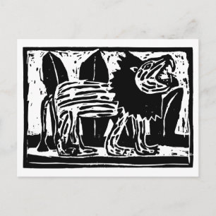 Cartes Pour Fêtes Annuelles Coupe Lino Lion noir et blanc