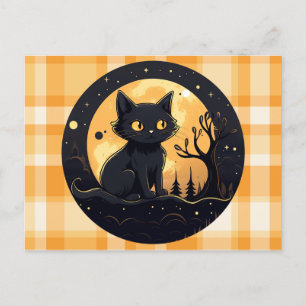 Cartes Pour Fêtes Annuelles Couper Chat noir Orange et blanc Plaid Halloween