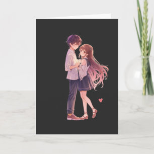 Cartes Pour Fêtes Annuelles Couple Anime Romantique - Amoureux d'Esthétique Mi