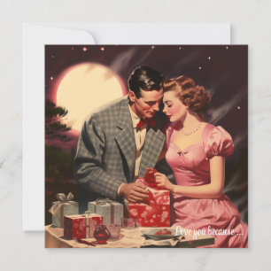 Cartes Pour Fêtes Annuelles Couple d'amour vintage cœurs rouges Saint-Valentin