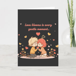 Cartes Pour Fêtes Annuelles Couple d'anime romantique mignon - Moment d'amour