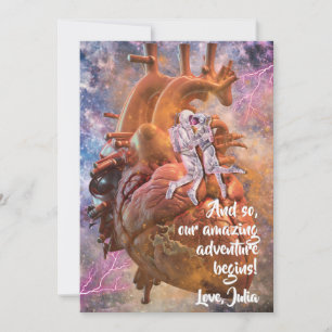 Cartes Pour Fêtes Annuelles Couple d'astronautes romantiques de science-fictio