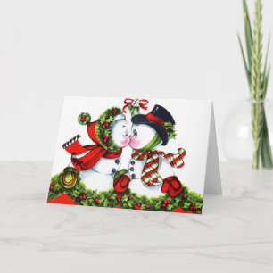 Cartes Pour Fêtes Annuelles Couple de bonhomme de neige