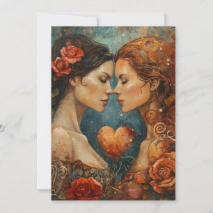 Cartes Pour Fêtes Annuelles Couple de femmes LGBTQ Saint-Valentin