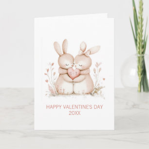 Cartes Pour Fêtes Annuelles Couple de lapins mignons Saint-Valentin personnali