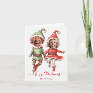 Cartes Pour Fêtes Annuelles Couple de lutins de Noël
