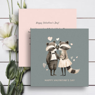 Cartes Pour Fêtes Annuelles Couple de mignons ratons laveurs Saint Valentin