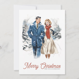 Cartes Pour Fêtes Annuelles Couple de Noël rétro