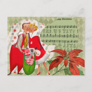 Cartes Pour Fêtes Annuelles Couple de Noël Rétro 1950 Joyeux 