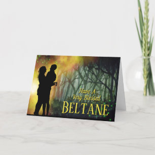 Cartes Pour Fêtes Annuelles Couple de nuit Beltane dans la forêt